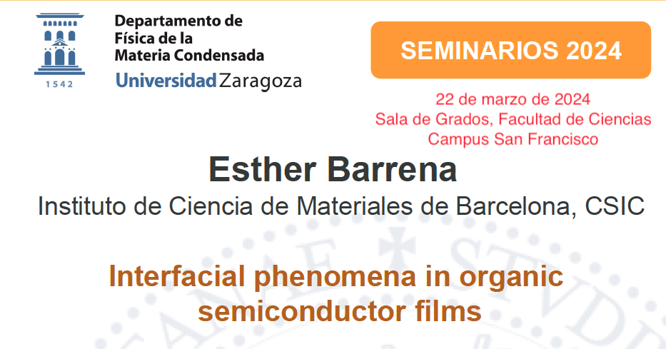 Seminario del Departamento de Física de la Materia Condensada: Esther Barrena
