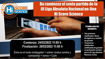 Este jueves, nuevo partido de la liga Hi Score Science. ¡Participa!